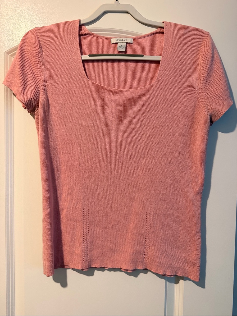 dressbarn Peach-Pink Short Sleeve Knit Top